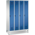 C+P Garderobenschrank Classic mit Füssen, Zylinderschloss, 4 Abteile, HxBxT 1.850 x 1.600 x 500 mm
