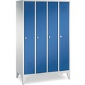 C+P Garderobenschrank Classic mit Füssen, Drehriegelverschluss, 4 Abteile, HxBxT 1.850 x 1.200 x 500 mm