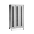 C+P Garderobenschrank Classic mit Füssen, Lochfeld + Zylinderschloss, 3 Abteile, HxBxT 1.850 x 900 x 500 mm