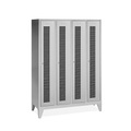 CP, C+P Garderobenschrank Classic mit Füssen, Lochfeld + Zylinderschloss, 4 Abteile, HxBxT 1.850 x 1.600 x 500 mm