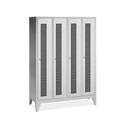 C+P Garderobenschrank Classic mit Füssen, Lochfeld + Drehriegelverschluss, 4 Abteile, HxBxT 1.850 x 1.600 x 500 mm