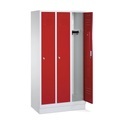 C+P Garderobenschrank Classic mit Sockel, Drehriegelverschluss, 3 Abteile, HxBxT 1.800 x 1.200 x 500 mm