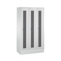 C+P Garderobenschrank Classic mit Sockel, Lochfeld + Drehriegelverschluss, 3 Abteile, HxBxT 1.800 x 1.200 x 500 mm
