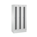 C+P Garderobenschrank Classic mit Sockel, Lochfeld + Drehriegelverschluss, 3 Abteile, HxBxT 1.800 x 900 x 500 mm