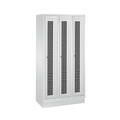 C+P Garderobenschrank Classic mit Sockel, Lochfeld + Zylinderschloss, 3 Abteile, HxBxT 1.800 x 900 x 500 mm