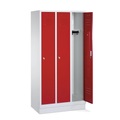 C+P Garderobenschrank Classic mit Sockel, Zylinderschloss, 3 Abteile, HxBxT 1.800 x 1.200 x 500 mm