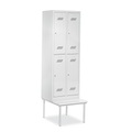 PAVOY Garderobenschrank mit Sitzbank, 2-stöckig, 2 x 2 Fächer à 300 mm, Zylinderschloss