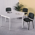 Konferenztisch Klassic, Trapez mit Quadratrohr, BxT 1.600 x 690 mm, grau