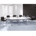 Konferenztisch Premium, Trapez, Rundrohr, BxT 1.600 x 690 mm, lichtgrau/schwarz