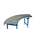 Klein-Rollenbahn, Stahlrohrrollen, 45° Kurve, Bahnbreite 600 mm, Achsabstand 37,5 mm