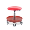 Hocker, Kunstledersitz Ø 400 mm, Sitzhöhe 310-380 mm, Kunststoffbasis, rot