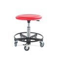 Hocker, Kunstledersitz Ø 400 mm, Sitzhöhe 310-380 mm, Stahlbasis, Fussring, rot