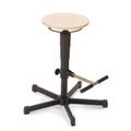 Hocker Allround, Sitz aus Buche, Sitzhöhe 525-775 mm, Stahlbasis, Bodengleiter, Fussstütze