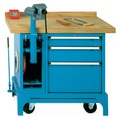 Mobile Werkbank Premium mit Schubladen + Schraubstock + Kabelaufroller, TK 1.500 kg, HxBxT 850 x 1.000 x 700 mm