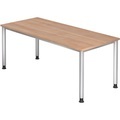 Schreibtisch Akzent, 4-Fuss Gestell, BxT 1.800 x 800 mm, Nussbaum