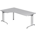 Schreibtisch Akzent, Winkelform 90 °, C-Fuss-Gestell, BxT 2.000 x 1.200 mm, grau