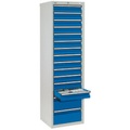 stumpf® Schubladenschrank, Schubladen 13x100 + 2x200 mm, HxBxT 1.800 x 500 x 500 mm, lichtgrau