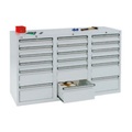 stumpf® Schubladenschrank, Schubladen 12x100 + 6x200 mm, HxBxT 900 x 1.500 x 500 mm, lichtgrau