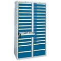 stumpf® Schubladenschrank Premium, Schubladen 26x100 + 4x200 mm, HxBxT 1.800 x 1.000 x 500 mm, lichtgrau/enzianblau