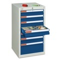 stumpf® Schubladenschrank Premium, Schubladen 6x100 + 1x200 mm, HxBxT 900 x 500 x 500 mm, lichtgrau/enzianblau