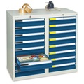 stumpf® Schubladenschrank Premium, Schubladen 16x100 mm, HxBxT 900 x 1.000 x 500 mm, lichtgrau/enzianblau