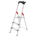 Hailo, Hailo L80 ComfortLine 8040-307 Aluminium Stufen-Stehleiter inkl. Werkzeugablage Arbeitshöhe (max.): 2.35 m Silber,