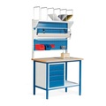 Jungheinrich PROFISHOP, Packstation, stationär, Schubladen, 2 Lochplatten, Einbauwaage, BxT 1.130 x 700 mm