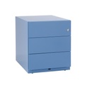 BISLEY Rollcontainer Note™, mit 3 Universalschubladen HxBxT 495 x 420 x 565 mm, mit Griffleiste blau