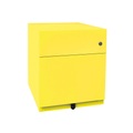BISLEY Rollcontainer Note™, mit 1 Hängeregistratur, 1 Universalschublade HxBxT 495 x 420 x 565 mm, mit Griffleiste gelb