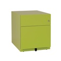 BISLEY Rollcontainer Note™, mit 1 Hängeregistratur, 1 Universalschublade HxBxT 495 x 420 x 565 mm, mit Griffleiste grün