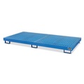 Regal-Bodenwanne 240 l Auffangvolumen, LxBxH 2150 x 1300 x 225 mm mit Gitterrost, feuerverzinkt