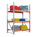 META Weitspannregal, mit Stahlpaneelen, GF, verzinkt/rotorange, HxBxT 2.700 x 1.825 x 800 mm