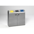 VAR® Wertstoffsammler, 3x 80 Liter, Doppelflügeltür, Korpus silber