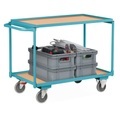 Ameise® Tischwagen, waagerechter Bügel, 2 Etagen à 850 x 500 mm, TK 250 kg, mit Zentralbremse