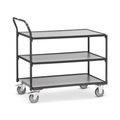 fetra® Tischwagen, TK 300 kg, 3 Etagen à 850 x 500 mm, hochstehender Schiebebügel, anthrazitgrau
