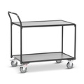 fetra® Tischwagen, TK 300 kg, 2 Etagen à 850 x 500 mm, hochstehender Schiebebügel, anthrazitgrau