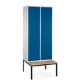 C+P Z-Garderobenschrank Classic mit Sitzbank + Falttüren, 4 Abteile