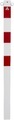 Absperrpfosten, 70 x 70 mm, weiß / rot zum Einbetonieren mit 2 Ösen