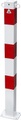 Absperrpfosten, 70 x 70 mm, weiß / rot zum Aufdübeln mit 2 Ösen
