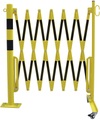 Sperrpfosten mit Scherengitter Rundrohr Ø 60 mm, zum Aufdübeln gelb / schwarz, Länge max. 3600 mm