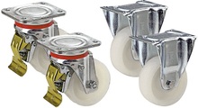 Wicke, Wicke Polyamid-Rad, Set-Angebot 2 x Lenkrolle mit Doppelstopp und 2 x Bockrolle, mit Gleitlager Rad-Ø x Breite 80 x 30 mm, Tragfähigkeit 250 kg