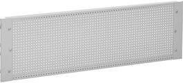 Lochblechrückwand mit 10-teiligem Hakenset für Packtische mit Breite 1200 mm