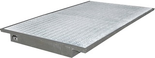 Regal-Einhängewanne Auffangvolumen 200 l LxB 2150 x 1250 / 915 mm, feuerverzinkt