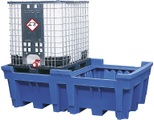 Auffangwanne aus Kunststoff IBC- und KTC-Station, Auffangvolumen 1000 Liter ohne PE-Stellfläche, LxBxH 2260 x 1430 x 720 mm