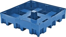 PE-Auffangwanne für 200-l-Fässer, Tragfähigkeit 950 kg/m² LxBxH 1220 x 1230 x 220 mm Auffangvolumen 285 l, ohne Gitterrost