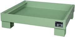 Stahl-Auffangwanne für 60-l-Fass LxBxH 800 x 900 x 220 mm lackiert grün RAL 6011, ohne Gitterrost