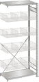 undefined, Drahtgitterkorb-Steckregal, verzinkt BxT 1000 x 500 mm, mit 4 Körben Anbauregal, Höhe 2000 mm