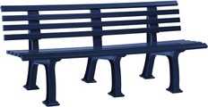 Parkbank aus Kunststoff mit 9 Leisten Breite 2000 mm, stahlblau