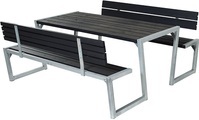 Gruppensitzbank Länge 1760 mm mit Rückenlehne, schwarz