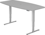 Konferenztisch, BxT 2200 x 1030 mm elektrisch höhenverstellbar 620 - 1270 mm lichtgrau